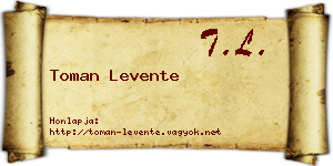 Toman Levente névjegykártya